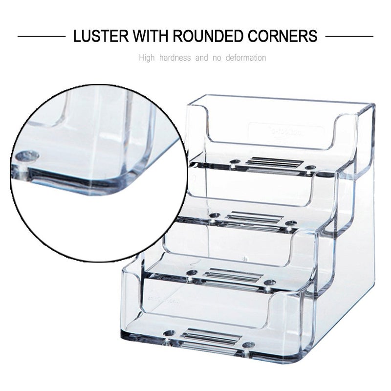 Heqishun 2 Pack Transparent 4-Tier Business Card Holder Acrylic Card Display Desk Stand Holder - Image 2
